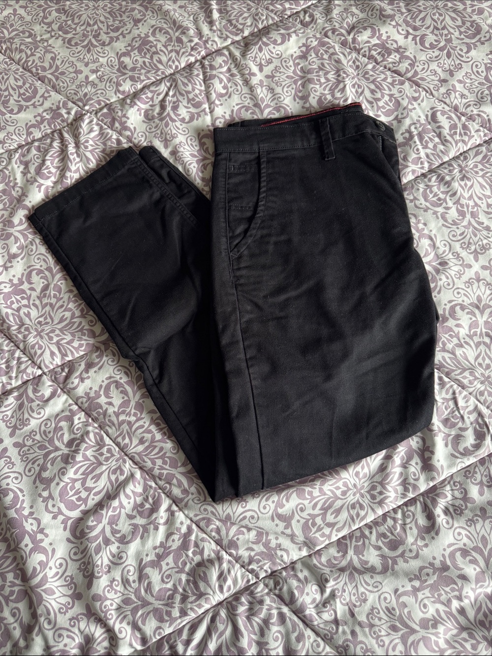 Black Men’s Casual Chino Pants - Slim Fit 36